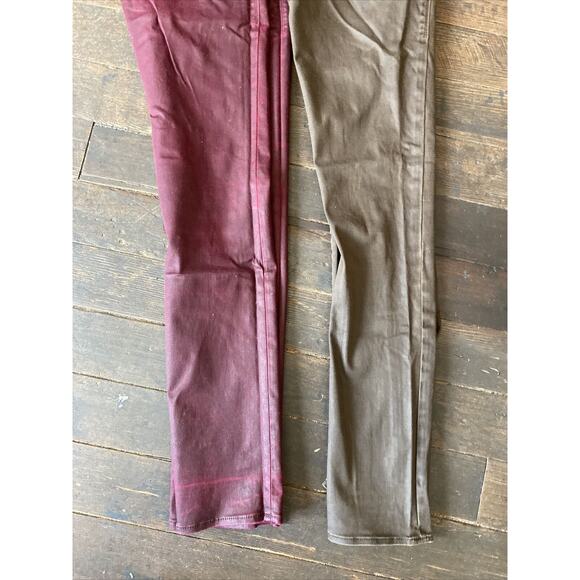 (2) Rock & Republic Women’s Berlin Pants Jeans Waxy Shiny Red Sz4 & Brown Sz6 - Picture 5 of 12